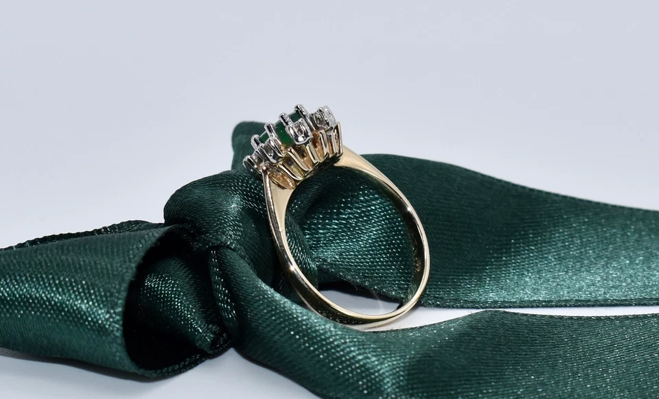 Smaragd Ring mit Brillanten 0,16 ct. 585/14kt Gelb & Weißgold Gr.57 Handarbeit! - Bild 2 von 4