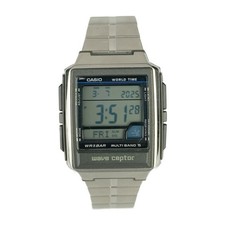 CASIO Casio WAVE CEPTOR WV 59J Silver SS Digital Radio Clock Authenticied
