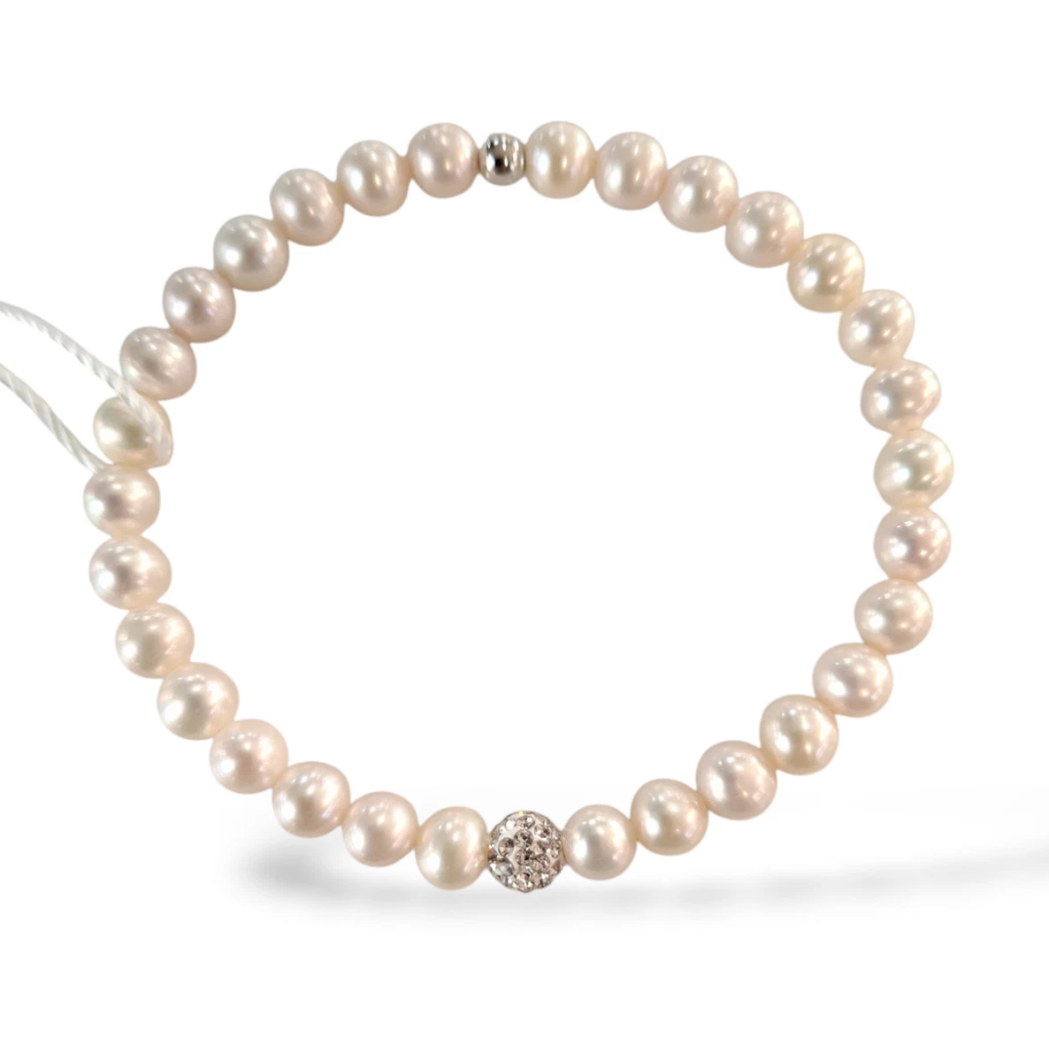 Ouligay 5 Bracciali Elasticizzati Con Perle Bianche 4-12 Mm, Set Impilabile Per Donna, Matrimonio, Vintage