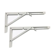 8 Inch White Folding Shelf Brackets 2 PCS Heavy Duty Max Load 220 lb DIY