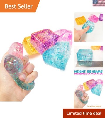 4pcs Glitter Ice Cubes - Colorful Sensory Fidget Toys for Adults & Kids, Fun ...