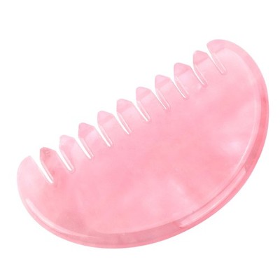 Gua Sha Comb for , Jade Comb Massage Tool, Hand Made Rose Quartz Comb Polishe...