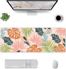 Large Gaming Mousepad, Cute Tropical Leaves with Boho Style XL Mouse Pads for...