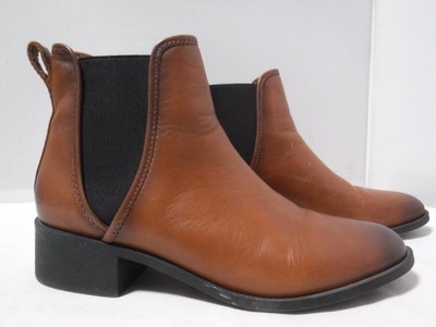 Steve Madden Women's Dare Ankle Chelsea Boots Brown Leather Block Heel Size 8 M