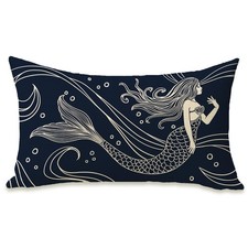 Coastal Mermaid Lumbar Decorative Rectangle Pillow Cover 12 x 20