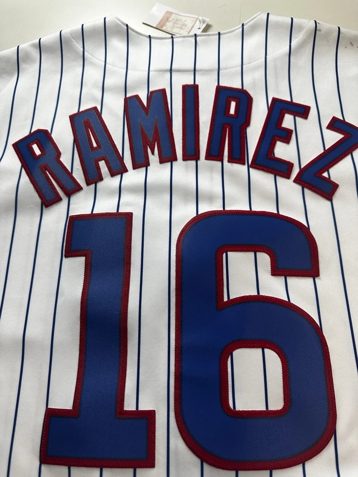 Chicago Cubs Majestic Ramirez 16 Jersey Mens XL White Pinstripe MLB - Image 3 of 4