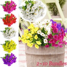 Lot Bundles Artificial Flowers UV Resistant Fake Plant Outdoor Home Garden Decor