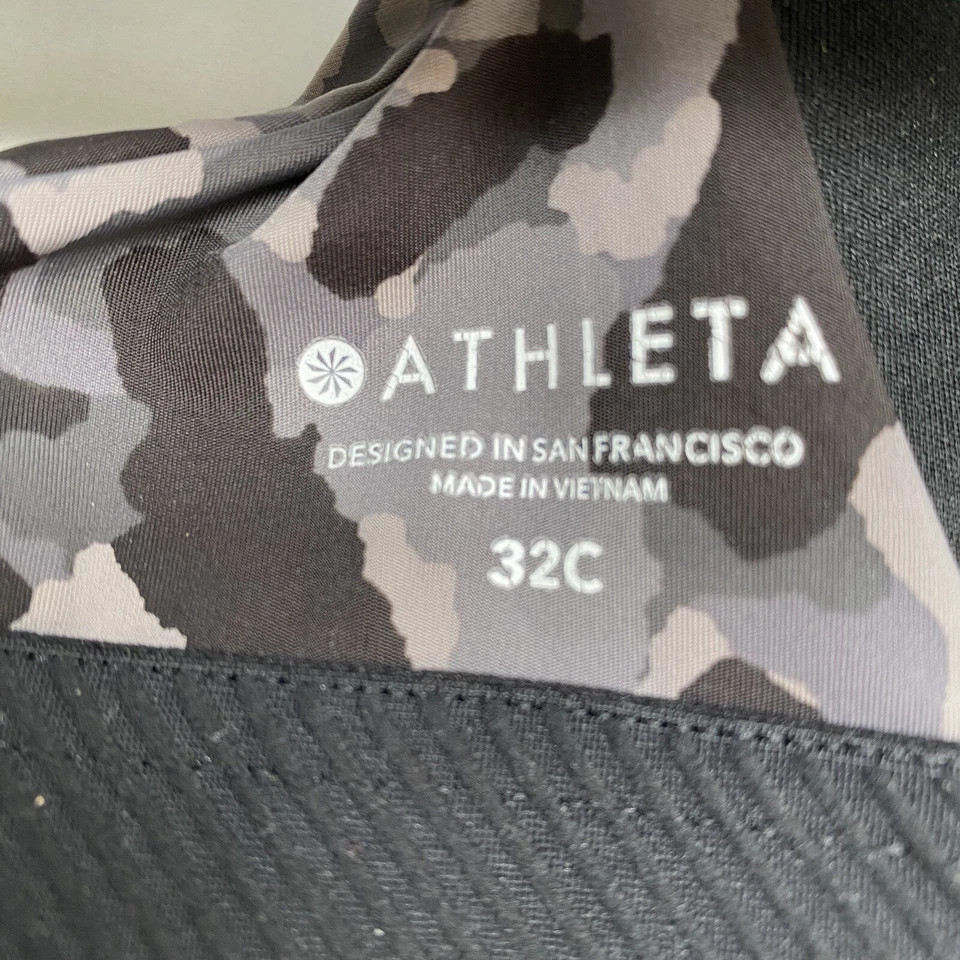 Sujetador deportivo inalámbrico sin costuras Athleta 32C Advance deportivo negro camuflaje para mujer Foto 4 de 4