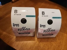 2 Leggs Silken Mist Pantyhose  B Jet Black Silky Sheer Leg Shaper Panty