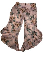 Bebop Large Vintage CottageCore Floral Vintage Sheer Flowy Flare Womens Pants