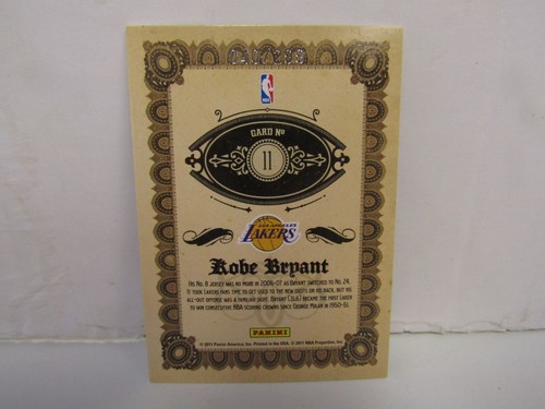 2011-12 Panini Gold Standard #11 Kobe Bryant 24K /299 LA Lakers - Picture 2 of 2