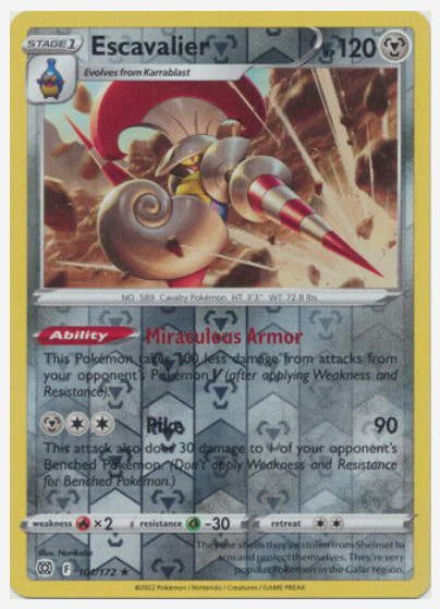 Pokemon - ESCAVALIER - 101/172 - Brilliant Stars - Reverse Holo Rare  - NM/M