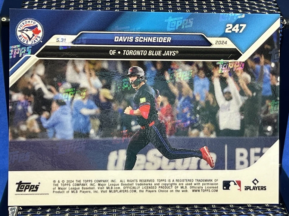 2024 Topps Now DAVIS SCHNEIDER Blue Jays RC 14th Inning Walk Off Red 02/10 - Image 2 of 2