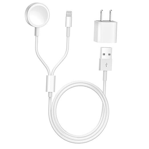 [Apple Certified] 2 in 1 iPhone and Watch Charger 6.6 6.6FT 2 in 1 USB A 1Pack