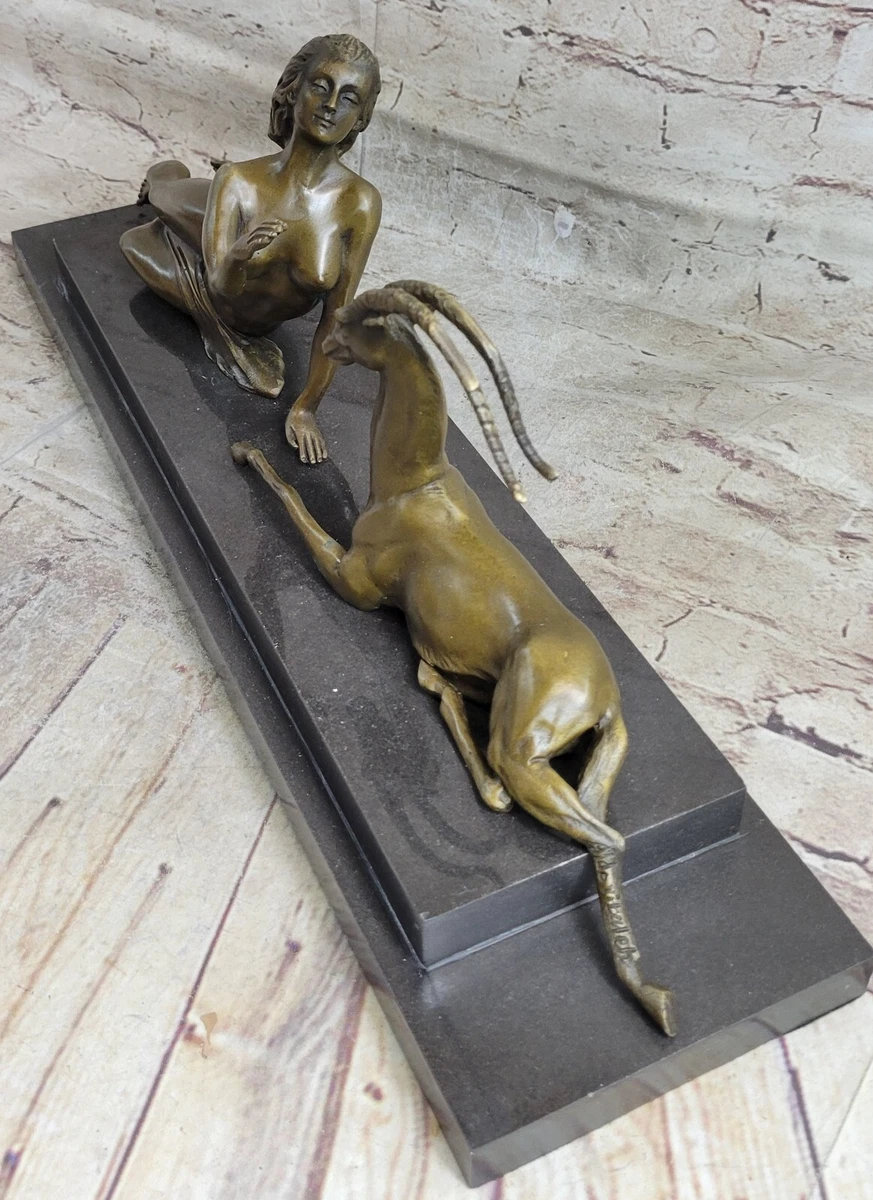 Firmado Aldo Vitaleh Italiano Artista Bronce Estatua Carne Niña Ancho   Cabras | eBay