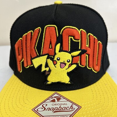 Pokemon Pikachu Cap Spell Out Logo Snap Back Nintendo Gamer