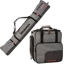 BRUBAKER Ski Bag Combo 'Performance' - Boot Bag and Ski Bag - Gray - 170 or 190