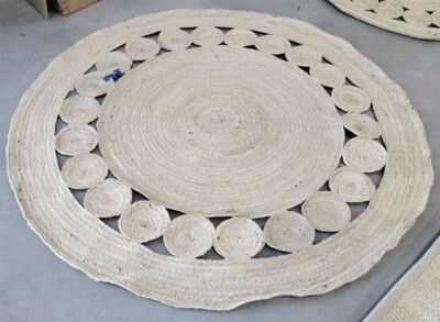 IVORY 6' X 6' Round Broken Thread Rug, Reduced Price 1172719233 NF364B-6R