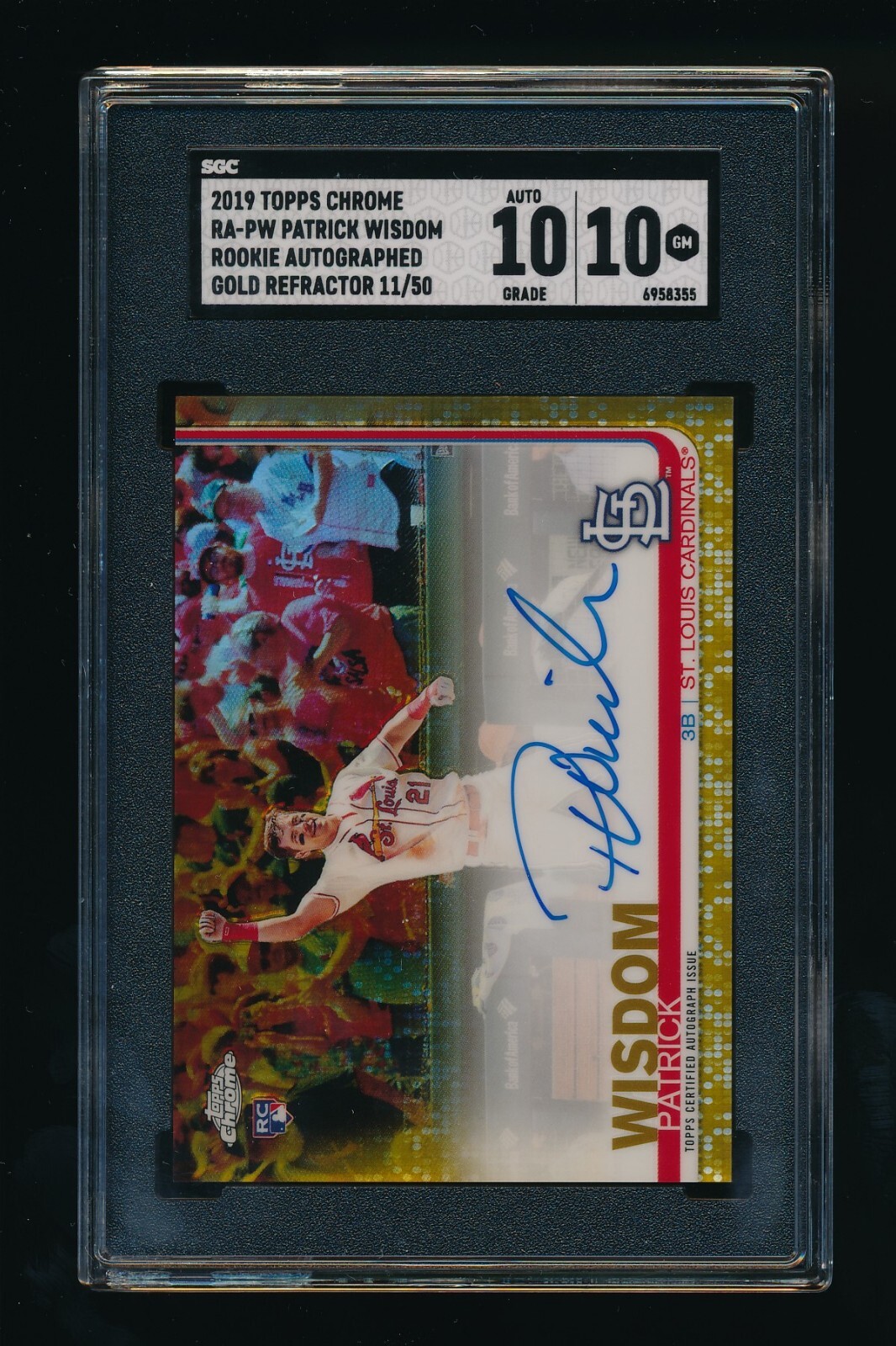 2019 Topps Chrome Patrick Wisdom Auto Gold Refractor /50 SGC 10 GEM MINT Auto 10