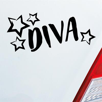 Auto Aufkleber Diva Sterne Stars Schriftzug 17,5x10 cm Sticker Heckscheibenaufkl
