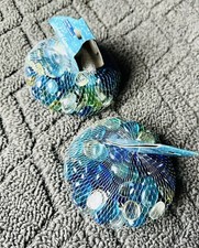 Round Flat Glass Accent Gems Marbles Mixed Colors Mosaics Aquarium 2 Pkgs