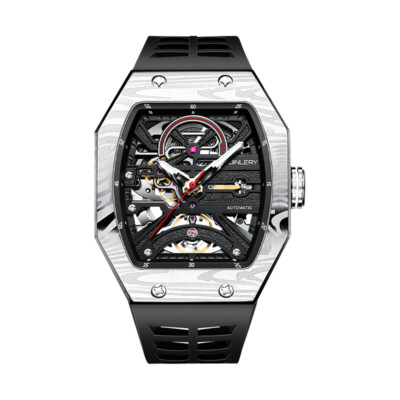 Mens Mechanical Automatic Watch Stainless Steel Skeleton Waterproof Rubber Strap | eBay Mens Mechanical Automatic Watch Stainless Steel Skeleton Waterproof Rubber Strap | eBay