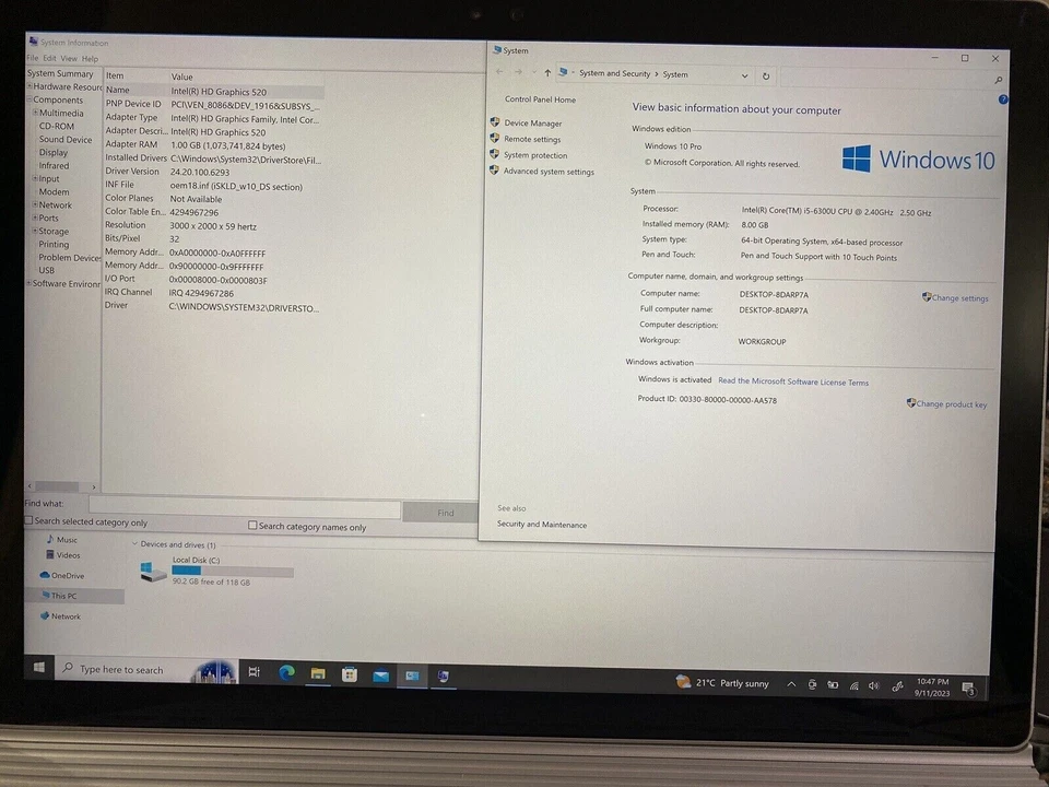 Microsoft Surface Book 13.5" Touch i5-6300U| 2.40GHz 8GB RAM| 128GB SSD Win10Pro - Image 4 of 4