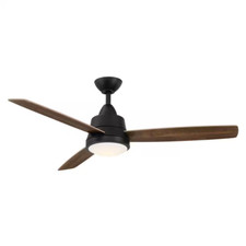HAMPTON BAY Caprice 52 in. Integrated LED Matte Black Ceiling Fan, Light Remote