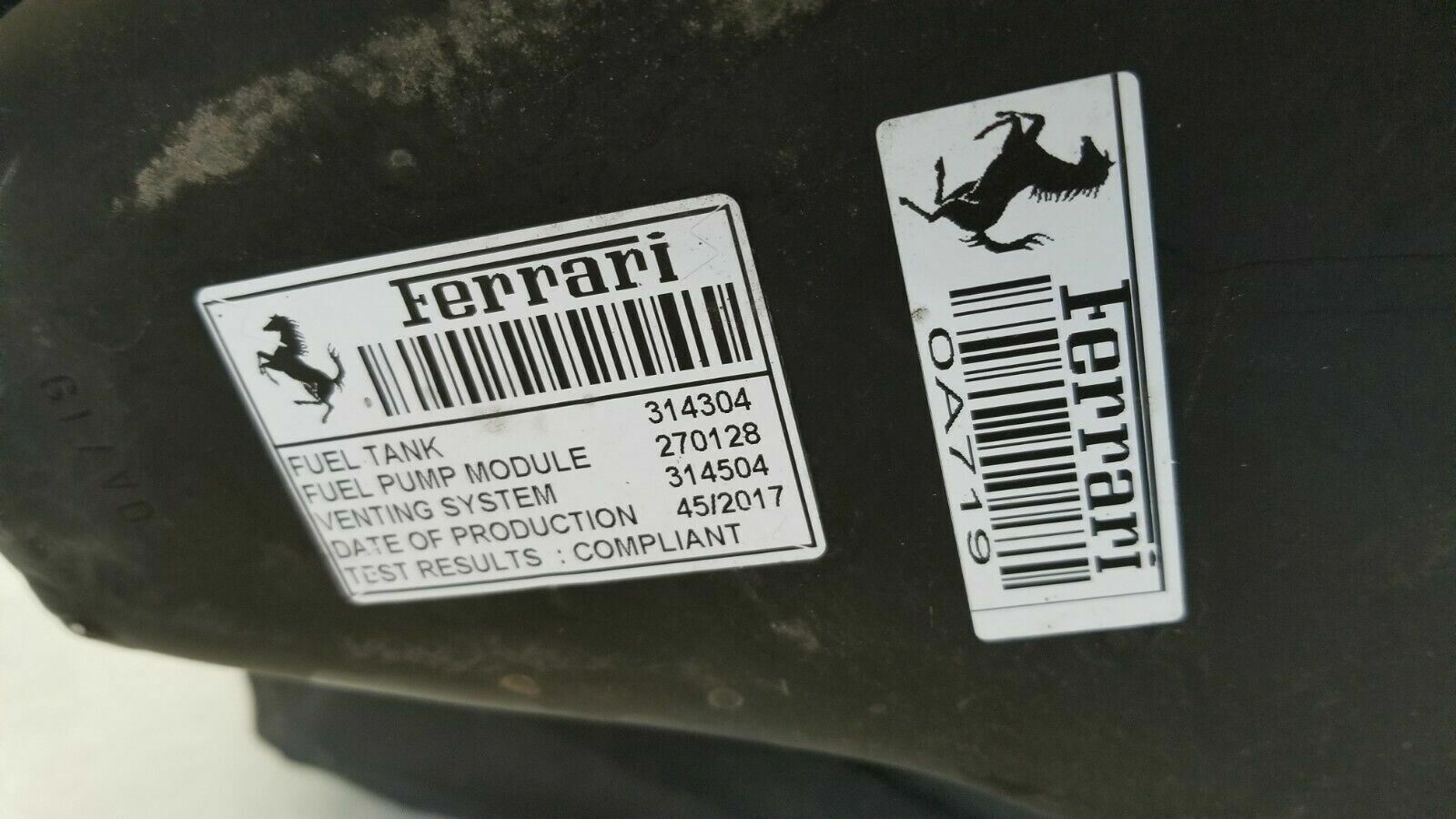 FERRARI 488 DRIVER LEFT SIDE FUEL TANK ASSEMBLY OEM 314304 270128 314504