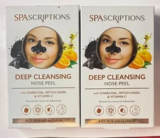 2 SPASCRIPTIONS Deep Cleansing Nose Peel - Charcoal, Witch Hazel & Vit C - 8 Pk
