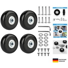 4er Set Kofferrollen Gummi Edelstahl Ersatzräder 50mm für Gepäck