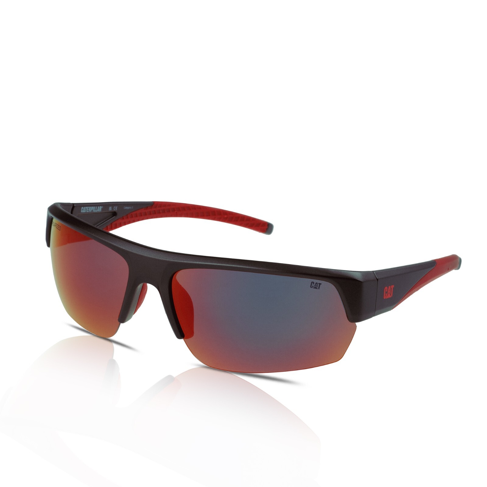 Caterpillar Sunglasses Men's Polarised CTS-8022 108P Matte Metallic Grey-Red