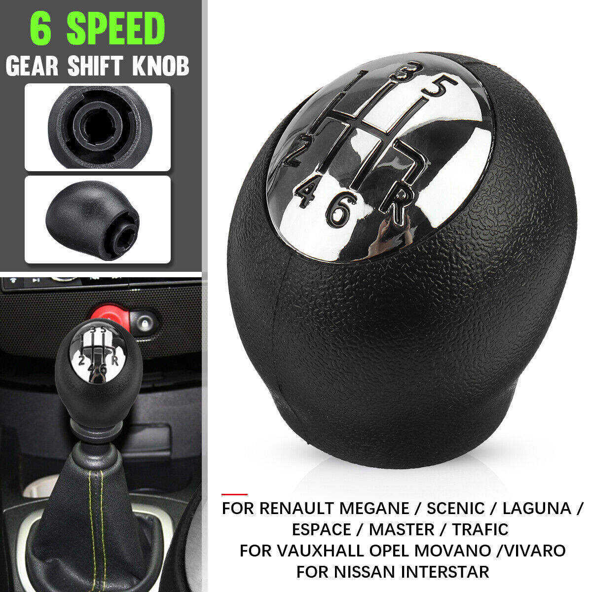 6 SPEED SHIFT KNOB For RENAULT LAGUNA II 2 III 3 MEGANE SCENIC CLIO ...