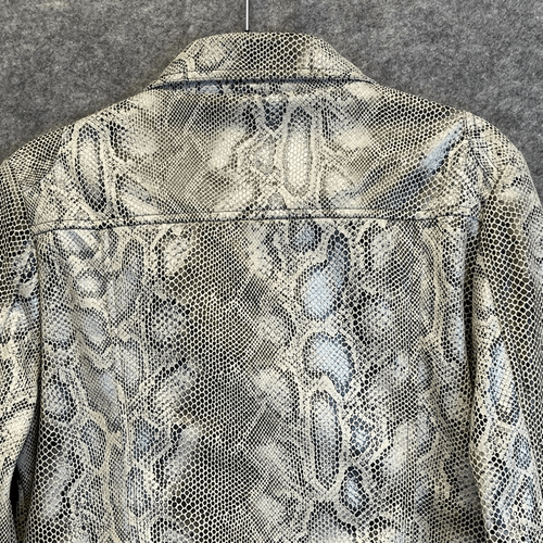 NWT KUT FROM THE KLOTH Jacket Women's XL Gray White Snakeskin Moto Faux Leather - Picture 11 of 15