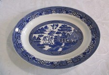 Vintage Swinnertons Oval Blue And White Old Willow Plate Platter 36cm