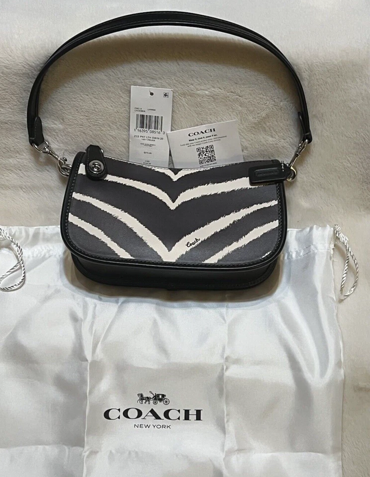 Coach Retail Swinger 20 Clutch/Shoulder Bag Zebra Print Leather CM514 NWT