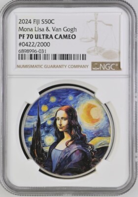 2024 Mona Lisa x Van Gogh 1oz .999 Silver NGC PF 70 UCAM Fiji