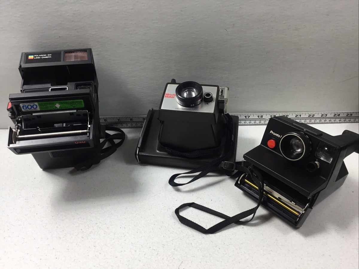 Polaroid Camera 600 Land Minute Maker Pronto Film Flash Lens Clean 3pc  Vintage