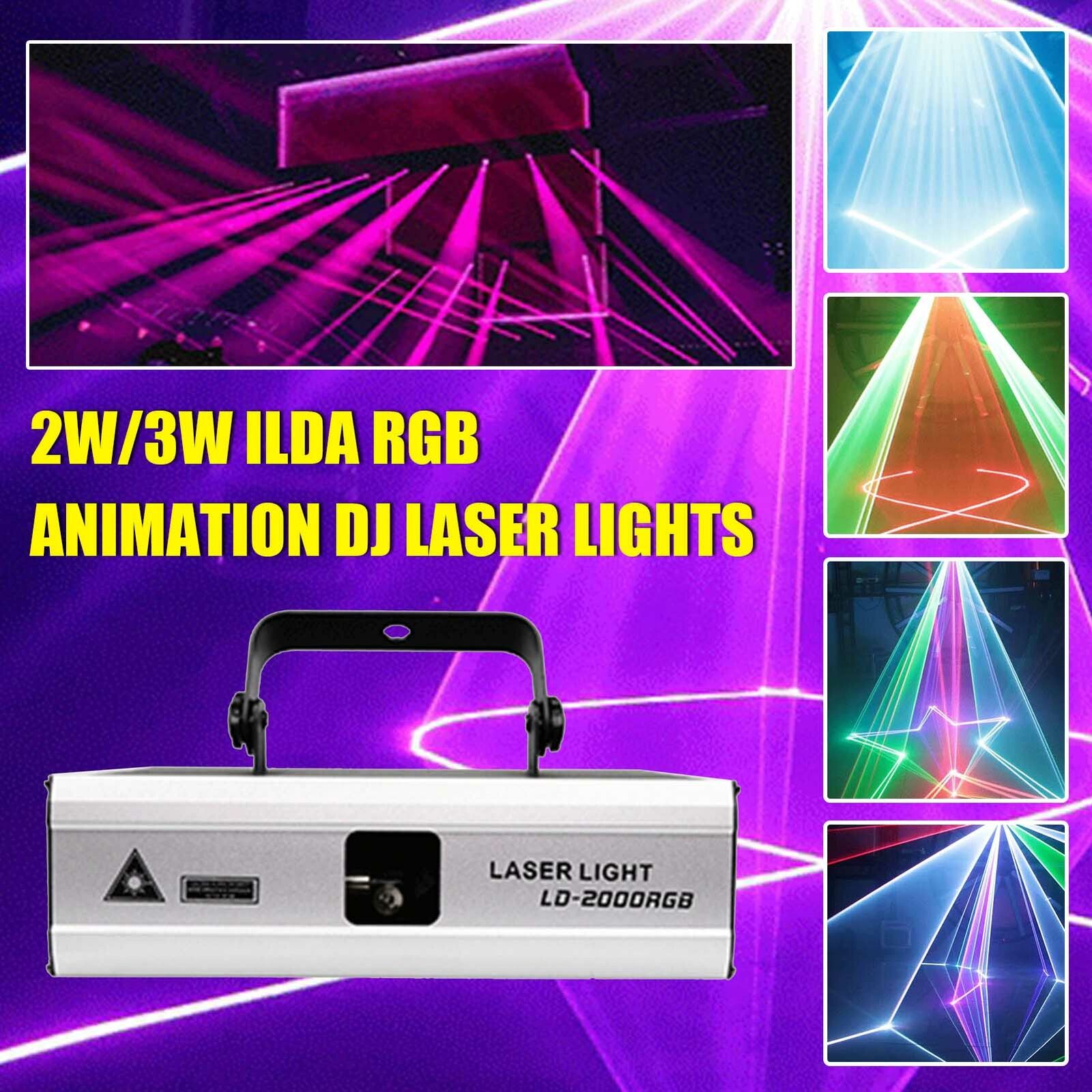 2W 3W ILDA RGB Animation Dj Laser Projector Lights Disco Stage Home Party  Show
