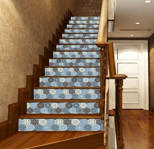 Décalcomanie Murale 3D Pour Contremarche D'escalier Motif Marron 1132NA - NEUF