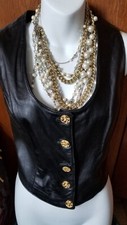 Vintage 90s Firenze Santa Barbara Black Leather Vest Size M