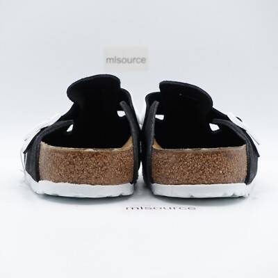 Birkenstock Boston BS Suede Clogs 1025895 Black/White Size 12