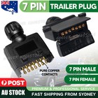 7 Pin Flat Trailer Plug Male & Female Socket Set Caravan Boat Adaptor Connector