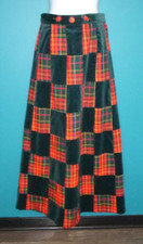 Vtg 70s Walker Mountain Crafts Tartan Plaid  Velvet Patchwork Wrap Skirt Sz S/M