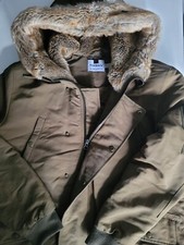 Topman Parka Coat Faux Fur Lined Green Khaki Medium