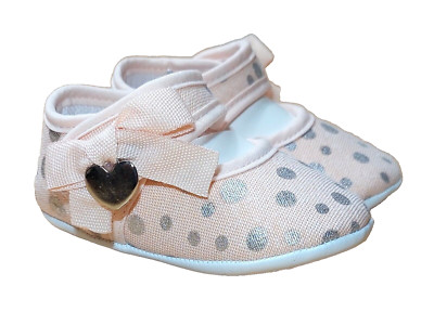 gr.18, Hausschuhe, Lauflernschuhe, Krabbelschuhe, Mädchen, Lachs, Schleife,