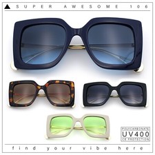 Womens Thick Plastic Oversized Butterfly Chic Minimal Designer Sunglasses