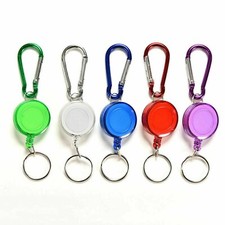 Retractable Extendable Reel Coil Keyring Key Chain Stretch Pull Cord Spring Clip