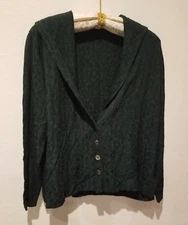 Basic Designs Women Green Lace Textured Shawl Collar Jacket & Straight Pants Set