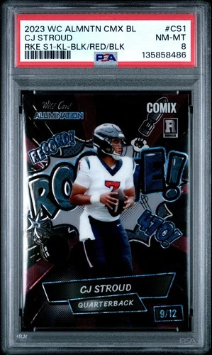 8486 CJ Stroud 2023 Wild Card Alumination Comix Black Label Red /12 PSA 8